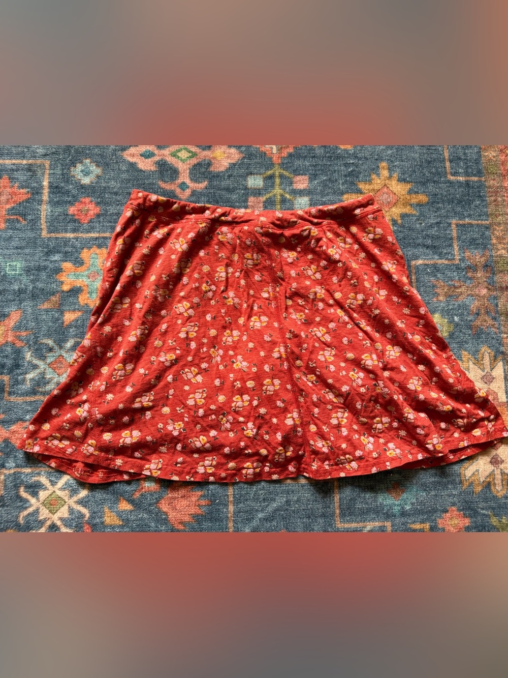 Toad&Co Red Floral Circle Skirt